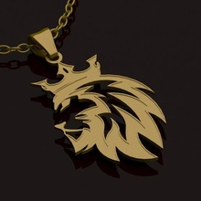lion badge pendant jewelry 3d print gold silver necklace fashion 3d print model - Mito3D