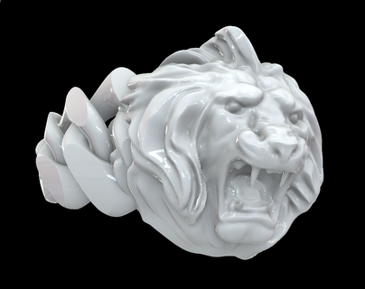 lion chain ring Jewelry jewelry symbolism strength versatility craftsmanship regal majestic king of the jungle noble animal wildlife statement piece 3d print model - Mito3D