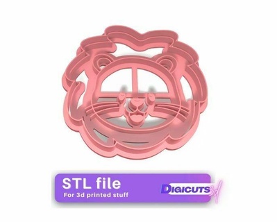lion face cookie cutter stl file animal bakery 3d printing kitchen 3d print model - Mito3D
