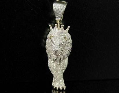 lion face mens diamond pendant 2 Jewelry antique luxury rapper hiphop jewelry necklace gemstone elegant celebrity style jewellery bling gem custom vintage tiger animal 3d print model - Mito3D