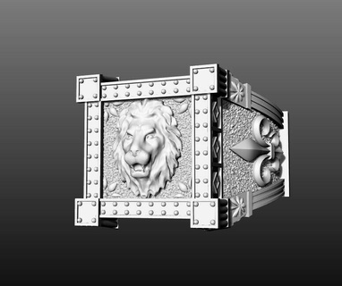 Lion forteresse monumental hommage bague 3d print model - Mito3D