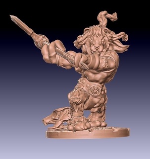 lion hacking long axe rpgs rpg dnd pathfinder gaming tabletop warrior 3d print model - Mito3D