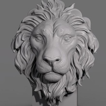 Lion tête art zbrush mammifère buste miniature imprimable médaillon cnc bijoux rugir statue sculptures animal chat décor animaux 3d print model - Mito3D