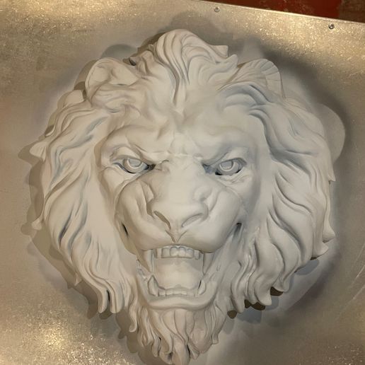 Lion tête bas relief architecture animaux moule 3D print model - Mito3D