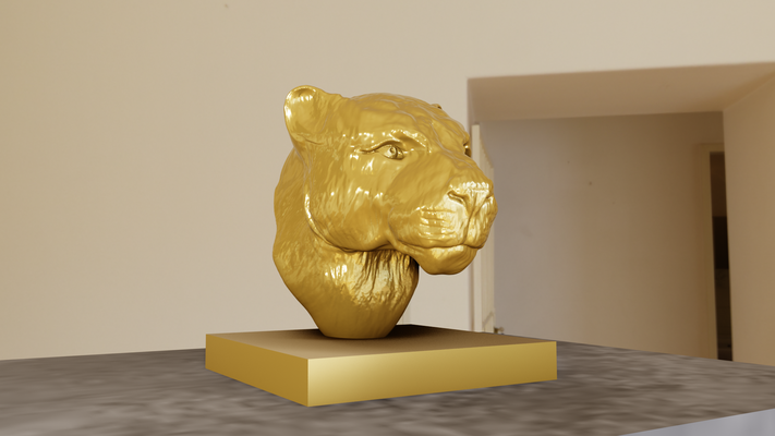 aslan baş büst heykel stl 3d yazdır dosya sanat orman safari minyatür masaüstü hayvanlar duvar dekor 3d print model - Mito3D