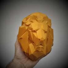lion head low poly easy print no support art pose fashion sculpture abstract minimalist geometric rei le o prince king animal 3d print model - Mito3D