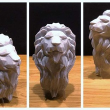 lion head lowpoly fixed wall decoration decor 3d print model - Mito3D