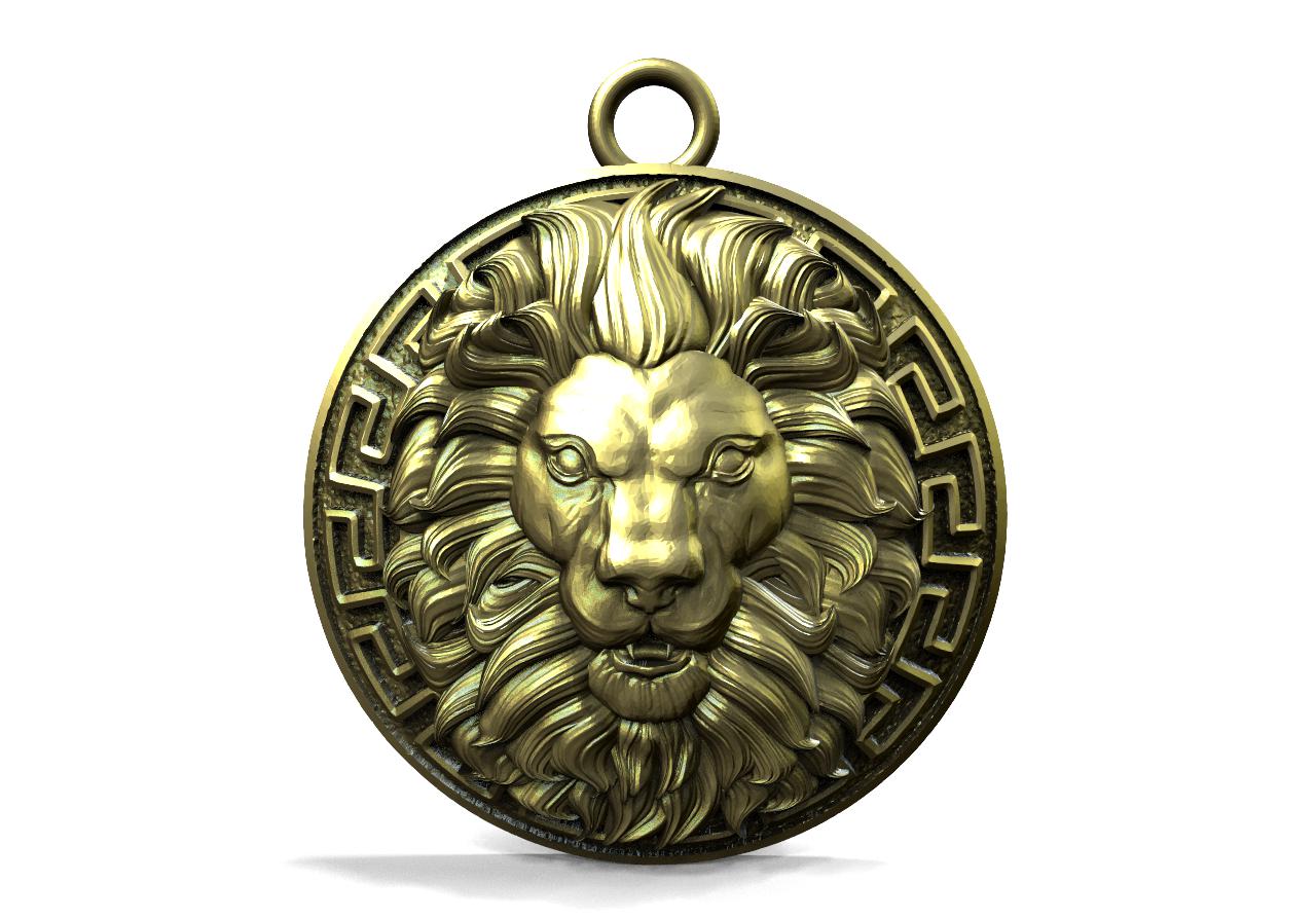 lion head pendant jewelry jewel animal feline 3D print model - Mito3D