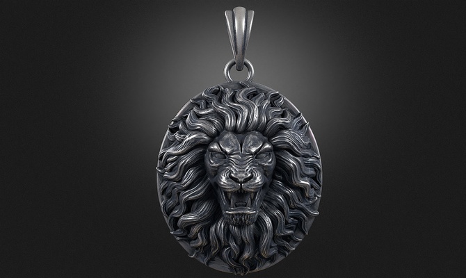 lion head pendant jewelry animal wild 3d print model - Mito3D