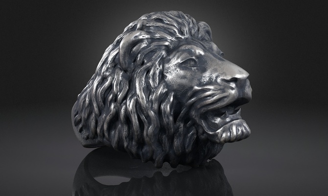 lion head ring jewelry animal 3d print model - Mito3D