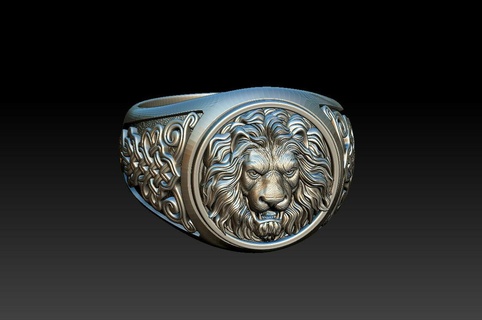 león cabeza anillo 6 3d print model - Mito3D