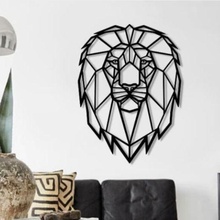 lion head wall sculpture 2d line artlion 2d_art decor decoration art animal geometric geometry lowpoly low_poly tiger wood jungle mount african happiness mask africa 3d print model - Mito3D