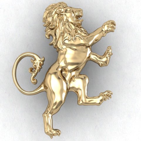 lion heraldic jewelry prin obj 3ds stl silver wild beast gold pendant printable 3D print model - Mito3D