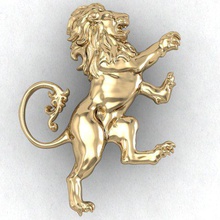leão heráldico jóias prin obj 3ds stl de prata selvagem besta ouro pingente printable heráldica 3d print model - Mito3D