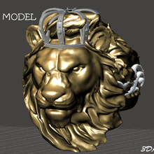 Lion bijou bague personnage bijoux art anneaux modèles 3d print model - Mito3D