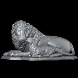lion lamb art nature sculpture peace biblical 3d print model - Mito3D