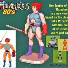 Leone capo thundercats versione basato classico 80's tv cartone animato punti articolazione spada base 3d print model - Mito3D