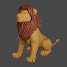 lion male sitting simba king animal nature 3d print model - Mito3D