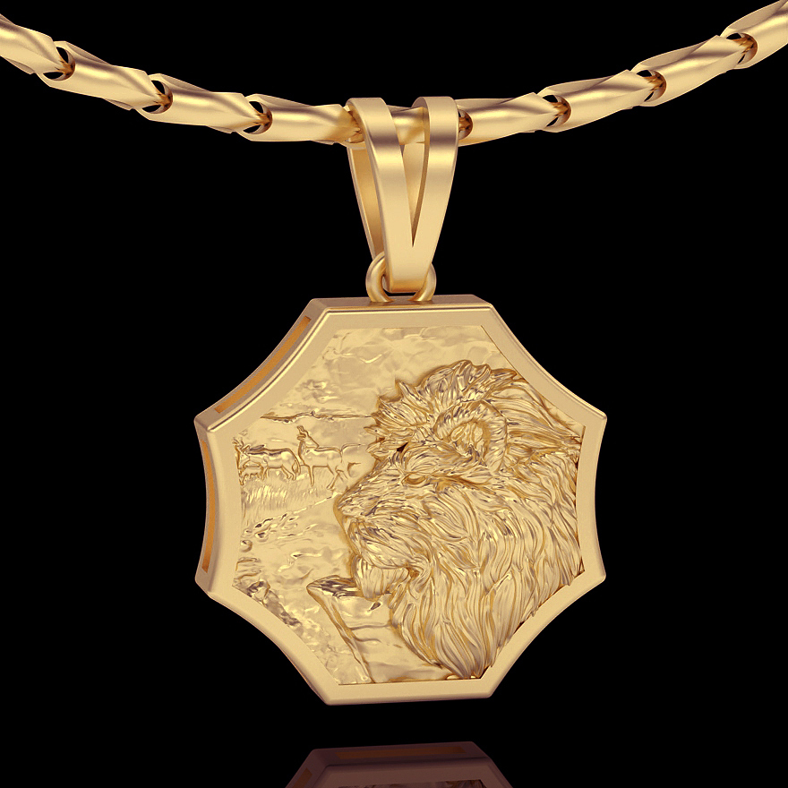 lion pendant silver gold jewelry printable 3d model trend fashion design zbrush panther 3D print model - Mito3D