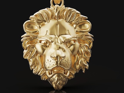 Leone pendente gioielleria animale testa arte portachiavi 3d oro ciondoli stl 3d print model - Mito3D