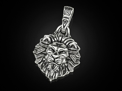 Lion pendentif 3 animaux Roi bijoux impression 3dprinted imprimable conception bijou d'or prototypage argent motard noircissement texture 3d print model - Mito3D