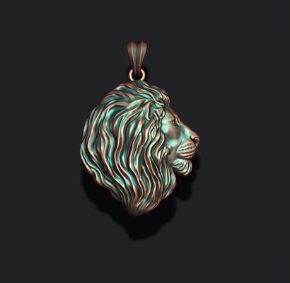 leão pingente 3d impressão modelo joalheria jóias ouro prata jóia natureza zbrush malha tigre esmalte bravo rugindo leoa áfrica selvagem animal cabeça 3d print model - Mito3D