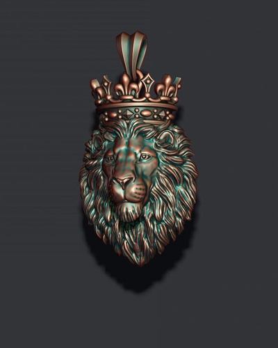 lion pendant crown closed mouth v3 007 3d print model jewelry jewellery gold jewel nature necklace jewelry enamel roaring lioness wild animal corona royal king luxury prince 3d print model - Mito3D