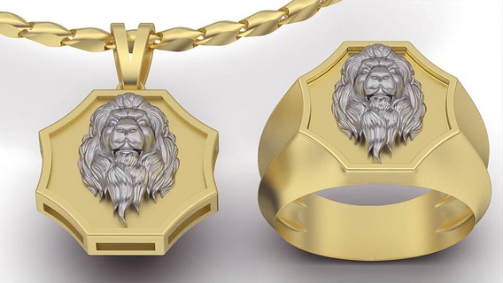 lion pendant ring silver gold jewelry printable 3d model trend fashion design zbrush tiger 3d print model - Mito3D