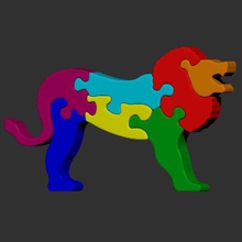 lion jigsaw puzzle Spiel feline Kinder Tier Kind - Spielzeug Tiere Natur Sammlung drucken 3d stl obj 3d print model - Mito3D