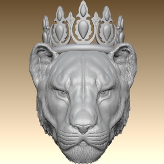 aslan kraliçe dişi taç hayvan kedigiller 3d print model - Mito3D
