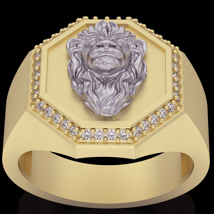 lion ring silver gold jewelry printable 3d model trend fashion design zbrush tiger 3D print model - Mito3D