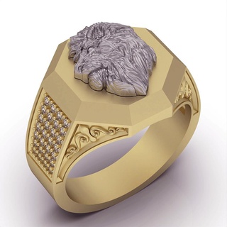 leão anel prata ouro joalheria imprimível 3d modelo tendência moda Projeto zbrush tigre 3d print model - Mito3D