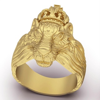 leão anel prata ouro joalheria imprimível 3d modelo tendência moda Projeto zbrush tigre 3d print model - Mito3D