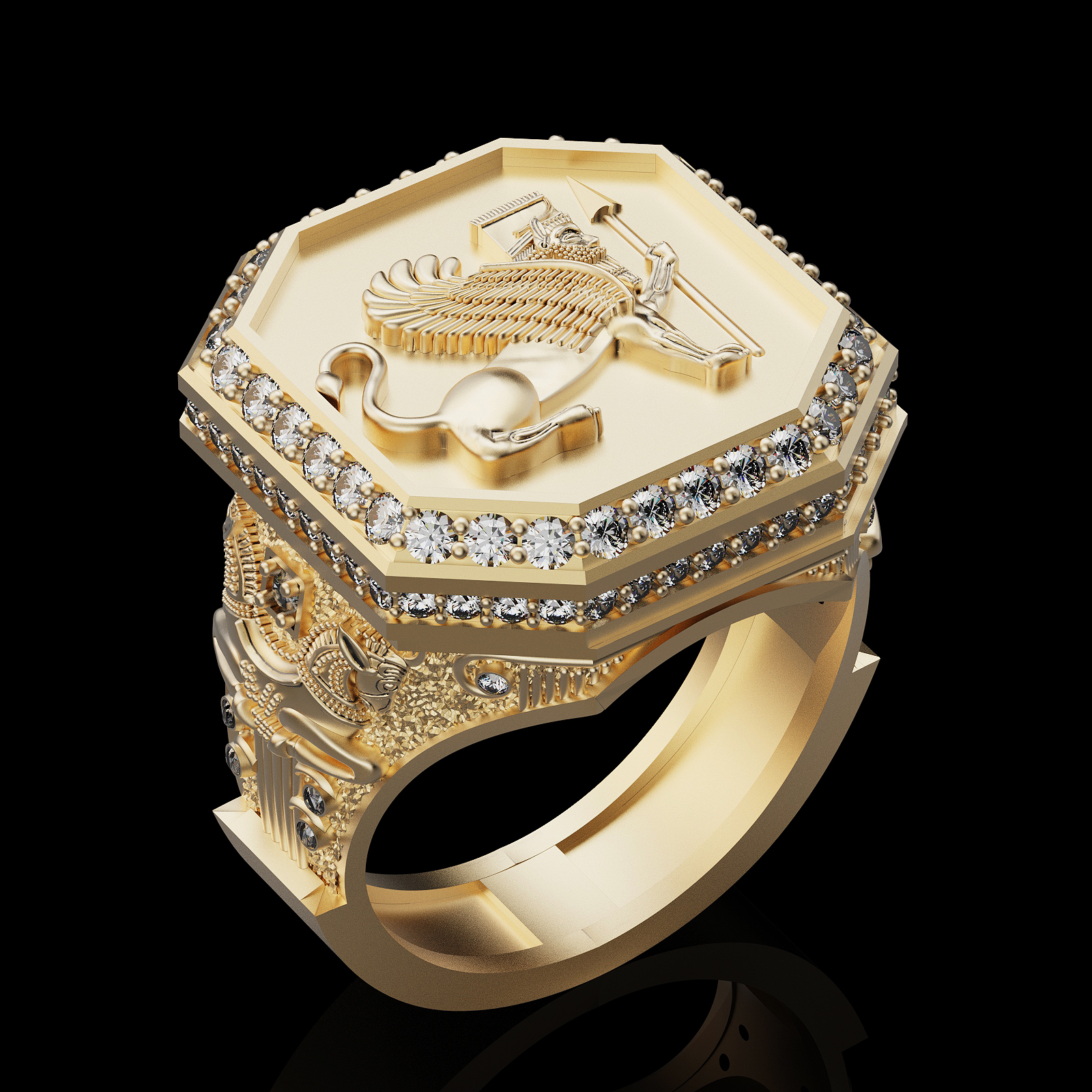 lion ring silver gold jewelry printable 3d model trend fashion design zbrush tiger 3D print model - Mito3D