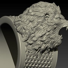 lion ring lion ring ring 3d print model - Mito3D