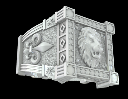 leão anel heráldico lírios majestade força coragem Liderança simbolismo 3d print model - Mito3D