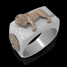lion ring man jewelry 3d print model stage bear hobby mario people nature zbrush 3dm rhino men highpoly pendants old tiger one crazy retro rings 3d print model - Mito3D