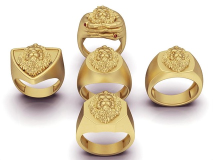 lion rings ring silver gold jewelry printable 3d model trend fashion design zbrush tiger 3d print model - Mito3D