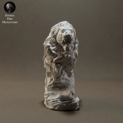 león rugido busto animal áfrica gato leona salvaje fauna silvestre criatura realista escultura figurilla figura miniatura sabana pradera desierto 3d print model - Mito3D