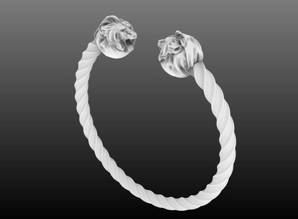 Lion rugir majestueux double tête bracelet 3d print model - Mito3D