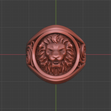 lion signed ring jewelry sign men jelwery sculpture animal 3d print model - Mito3D