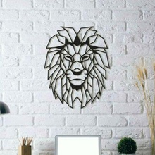 lion wall sculpture 2d art animal decoration geometric geometry lowpoly low poly 3d print model - Mito3D