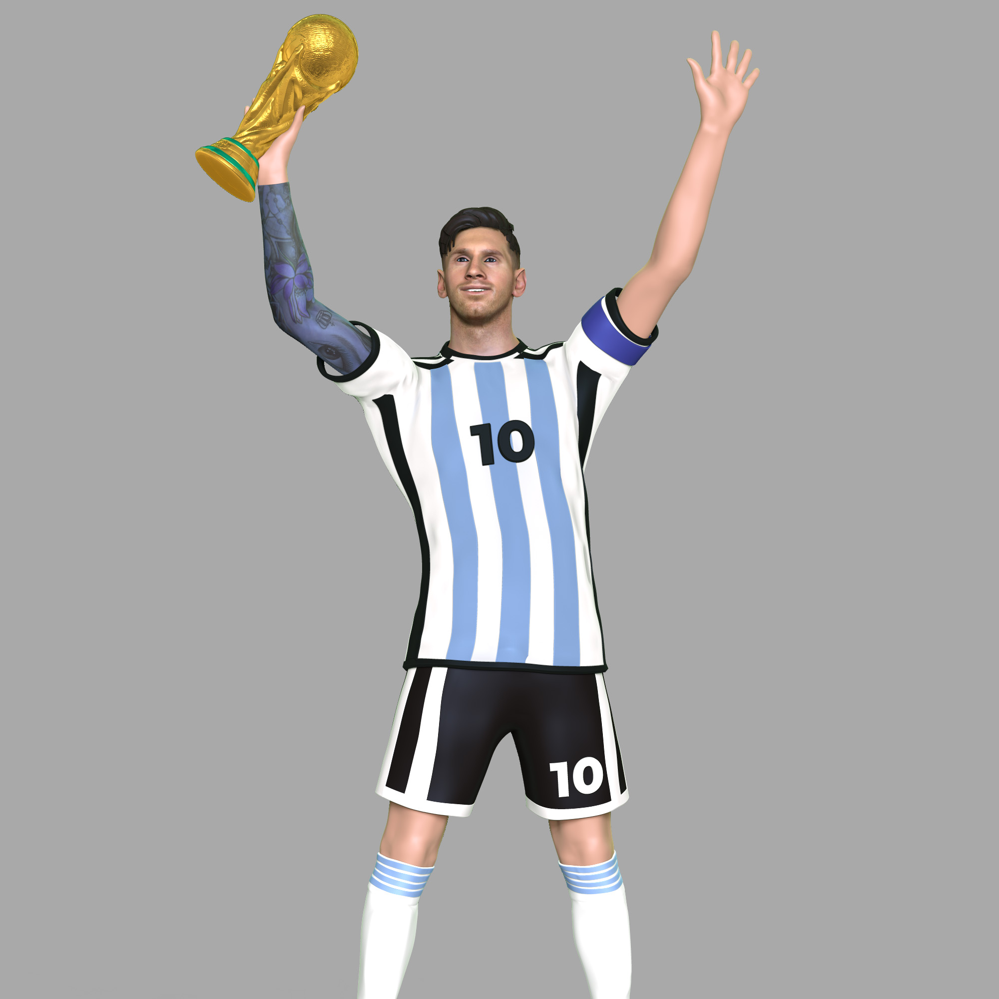 Lionel messi 2022 Leo champion fifa wordcup troply Football Dubai Argentine football 3dprint 3dprinting manga figure 3D print model - Mito3D