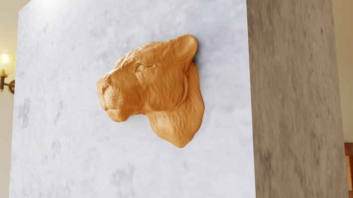 leoa cabeça parede monte 3d impressão arquivo stl arte leão selva safári miniatura tampo mesa animais escultura decoração 3d print model - Mito3D