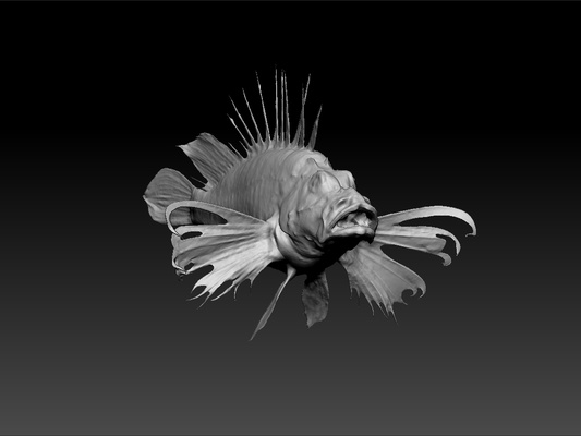 pesce leone 3d modello arte on scrivania test sorprendente animale reale bellezza bellissimo brillante regalità 3d print model - Mito3D