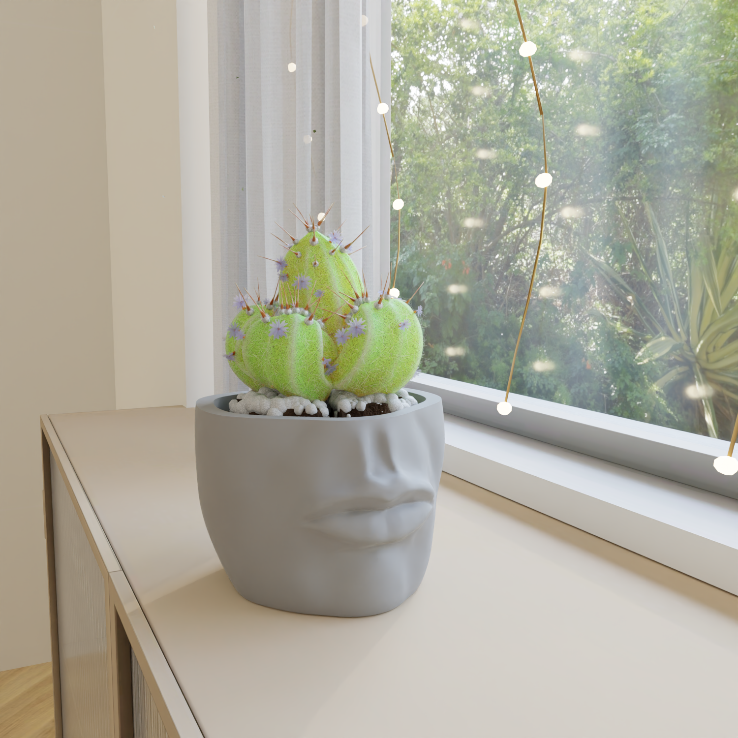 lips planter cactus anatomy vase face 3D print model - Mito3D