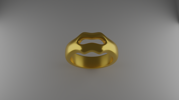 lips ring jewelry gold silver kiss 3d print model - Mito3D