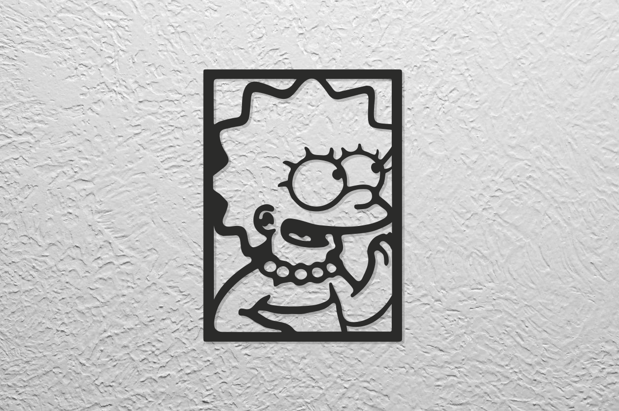 Lisa Simpson Mauer Kunst Marge Bart Simpsons Homer Linie lineart Wandkunst Serie Netflix Comics Silhouette 2dart 2d Zuhause Haus Dekor 3D print model - Mito3D