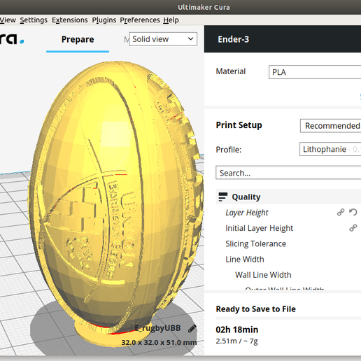 litografía ballon rugby ubb 3D print model - Mito3D