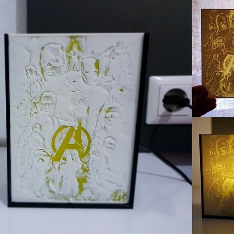 lithophane avengers sanat Casa logo litofania demir adam hulk kaptan Amerika 3dlito 3D print model - Mito3D